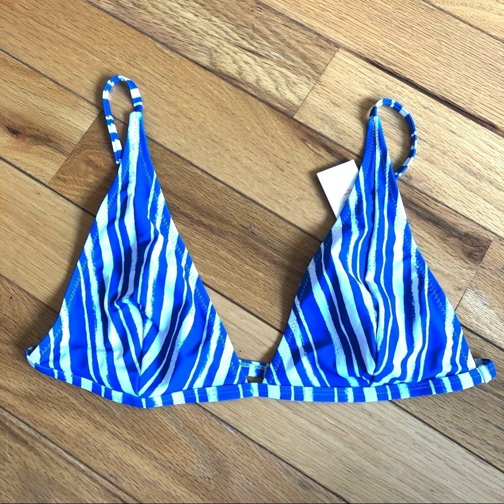 Princess Polly MINKPINK Blue White Electrify High Apex Triangle Bikini Top NWT L